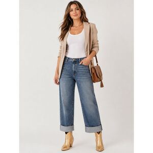 Jessica Simpson Zinnia Wide Leg Boyfriend Jeans Sz 16 NWT Studded Denim